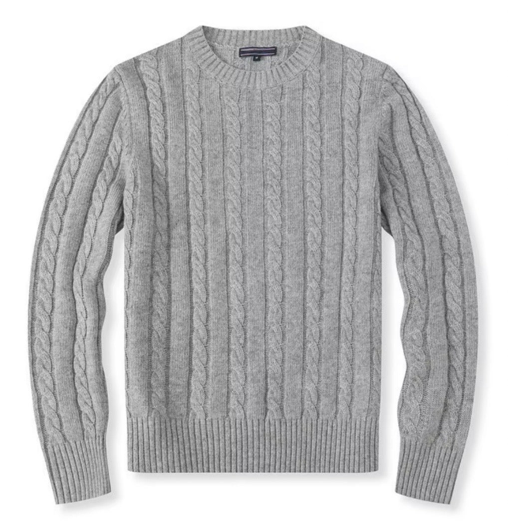 Pull en Maille Torsadée Gris